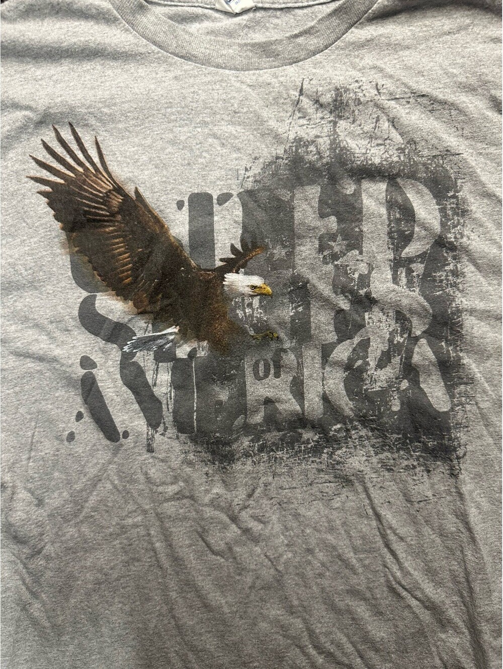 Eagle Graphic T Shirt Mens XL Gray Distressed Americana Patriotic Casual Tee